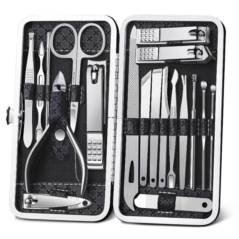 Aço inoxidável Nail Clipper Set, Cortadores de Manicure, Earpick, Pedicure, Toe Scissors Tools, Household, 8 Pcs, 9Pcs, 11 Pcs, 12 Pcs, 16 Pcs, 19Pcs