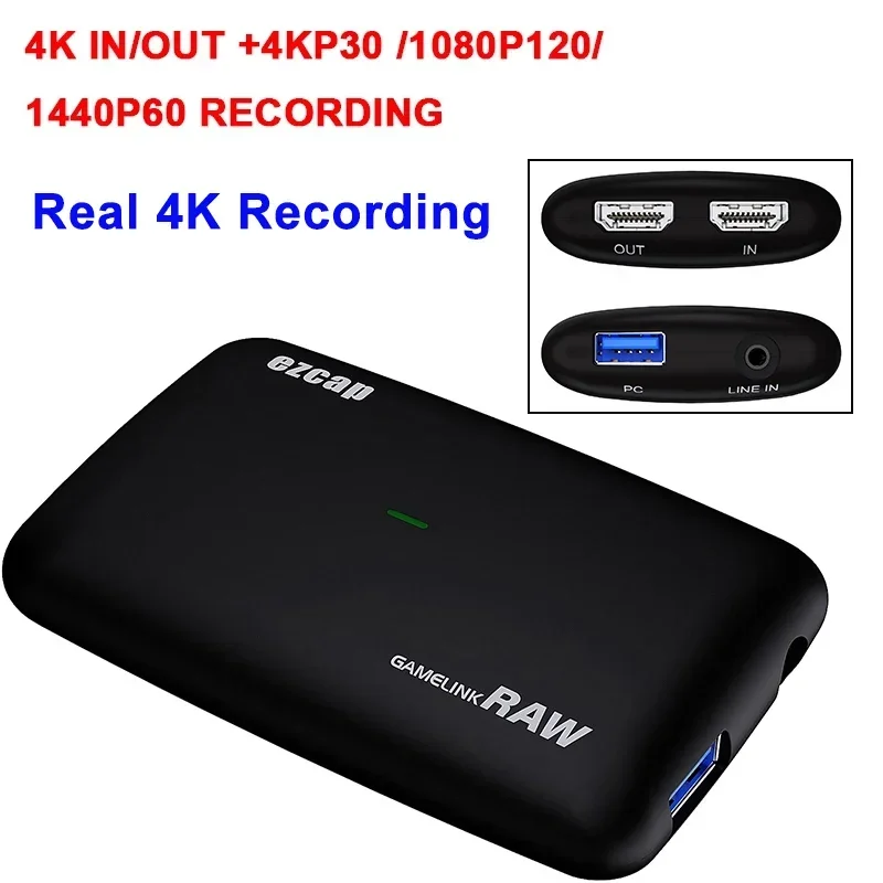 

Ezcap 321A USB 3.0 4K Video Capture Card Game Live Streaming Device Recording Box 1080P 120fps 60fps HDMI Loop Out Line Input