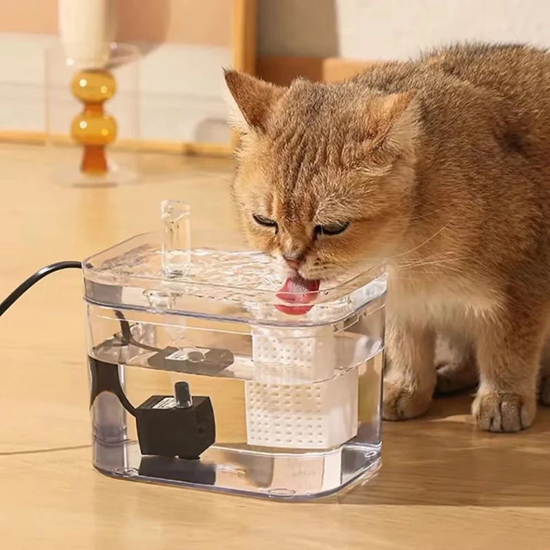 

1500ml Automatic Pet Water Fountain Transparent USB Power Cat Water Small Sugar Cube Cat Water Dispenser for Indoor Dog and Cat