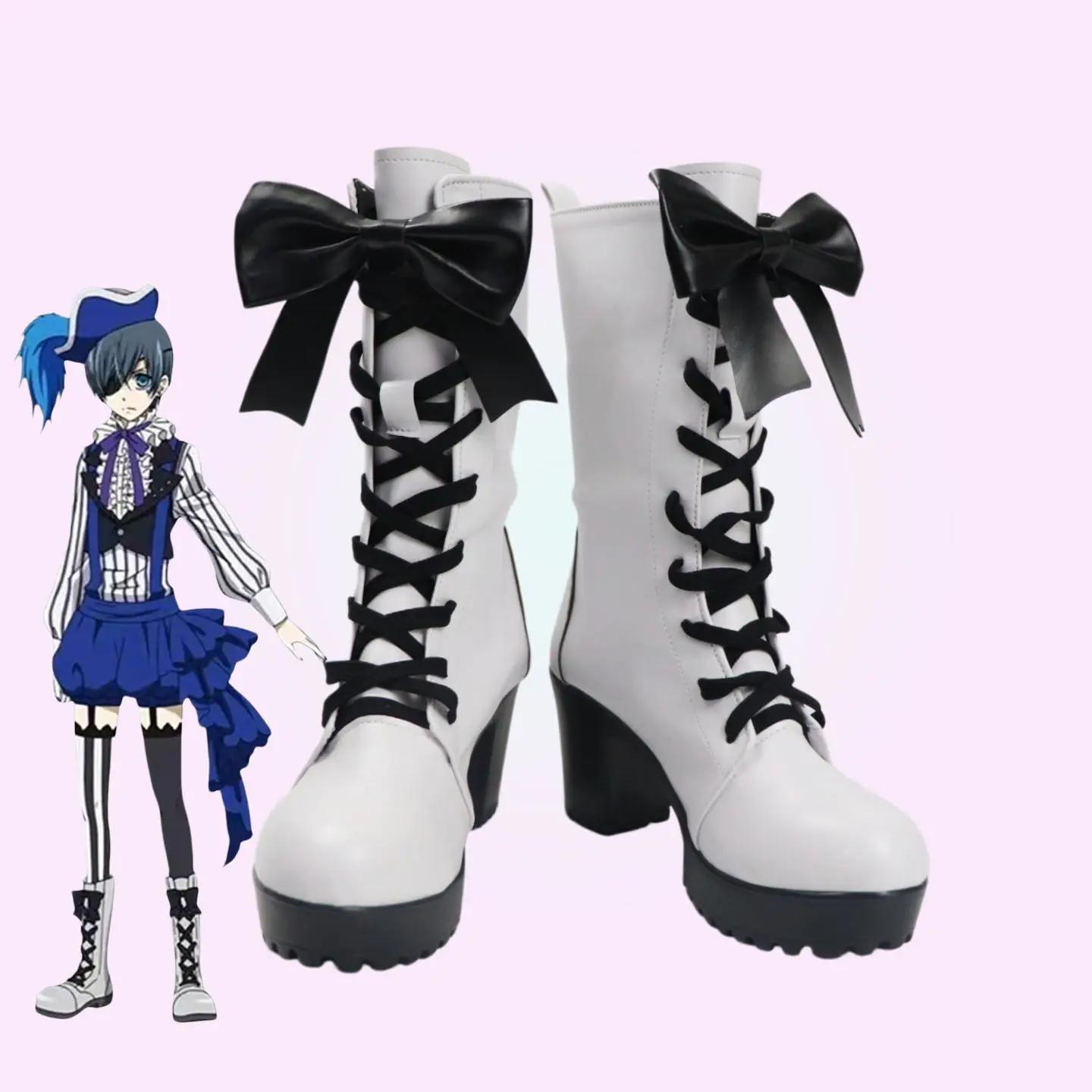 Black Butler Circus Ciel Cosplay Shoes High Heel Shoes Custom Made Any Size