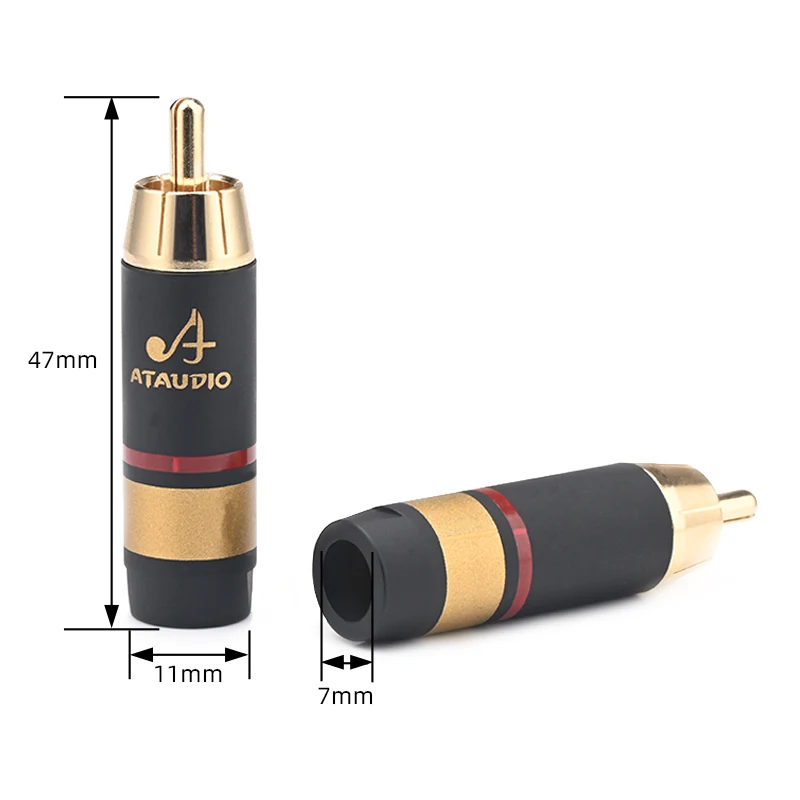 4PCS Hifi RCA Plug High Quality  Gold Plated RCA Male Connector for RCA Audio Cable Solder