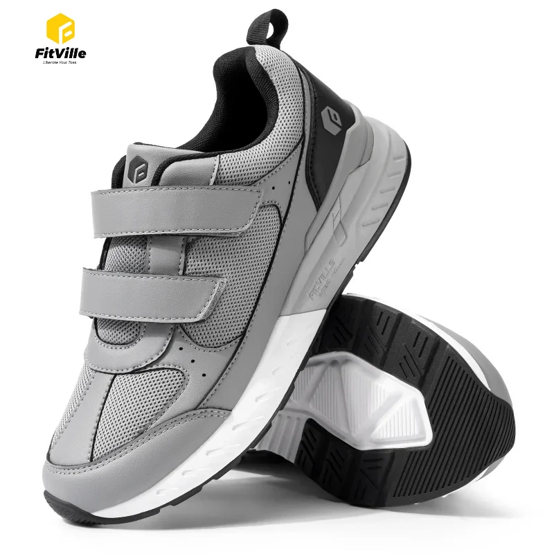 Men'S Athletic Shoes Wide Width With Adjustable Straps Low-Top Non-Slip Lightweight Running Shoe For Swollen Feet Arch Support