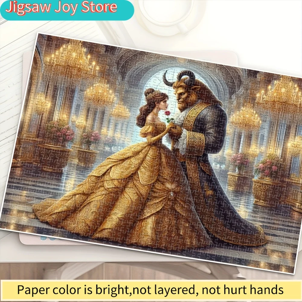 Rompecabezas de La Bella y la Bestia de Disney |   Rompecabezas de Madera Vintage de María y la Bestia, Colores Vibrantes, para Hogar, Oficina o Cafetería