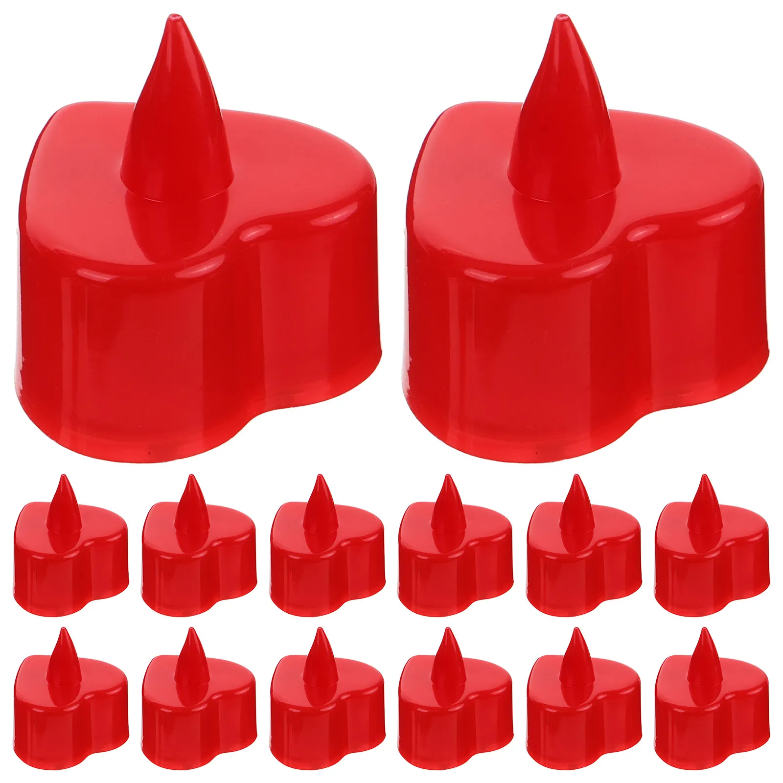 24Pcs Realistic Heart LED Lights Flameless Warm Glow Lamps for Romantic Parties Christmas Decorations Night Light