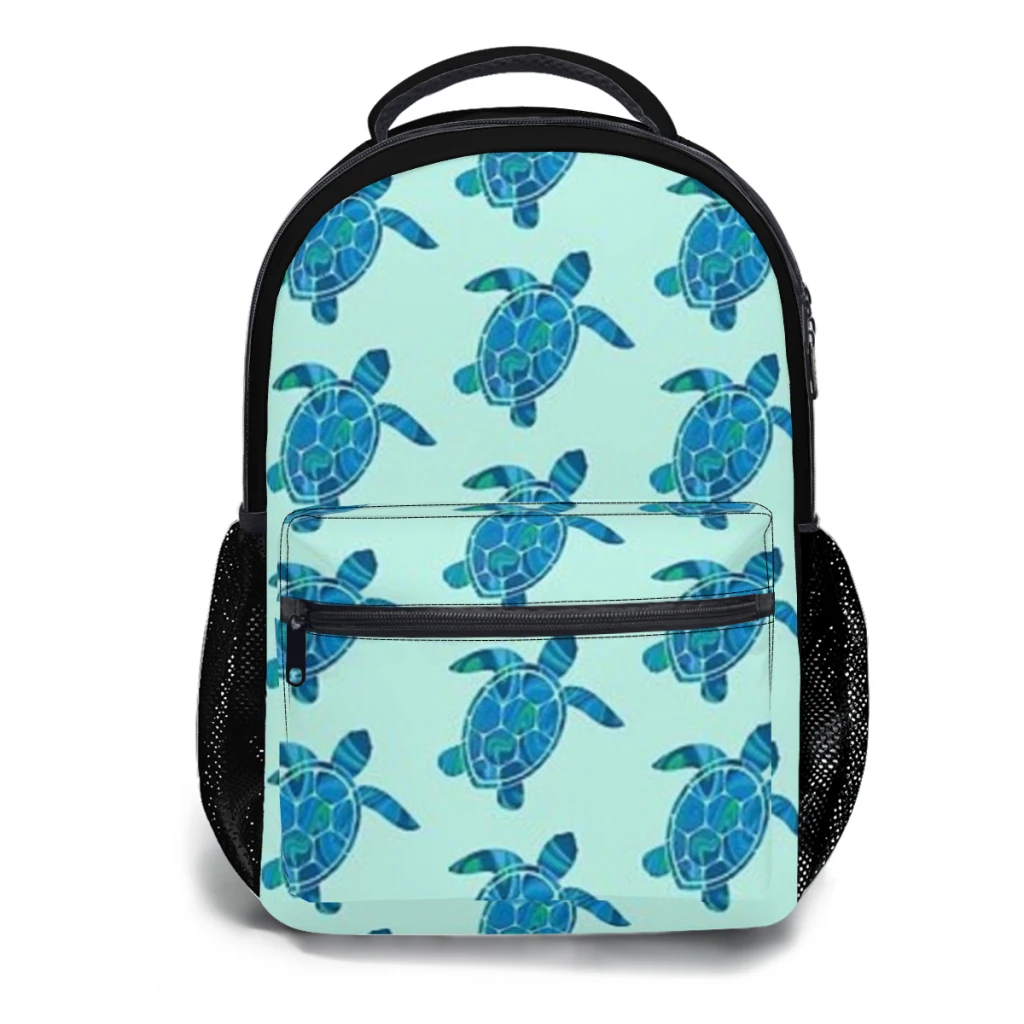 Blue Swirl Turtle Silhouette Versatile Backpack Large Capacity Waterproof Backpack Washable Computer Bag Unisex