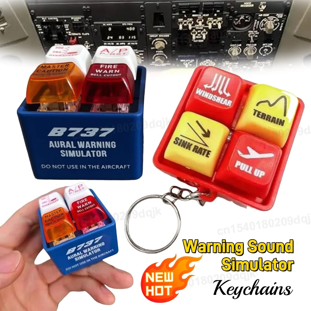 Warning Sound Simulator Keychain with LED Light Airplane Alert Keychain Emergencies Pilot Ornament for Aviation Fans Handbag