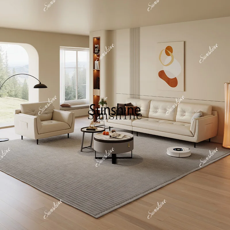 Living room simple modern first layer cowhide small apartment cloud sofaX
