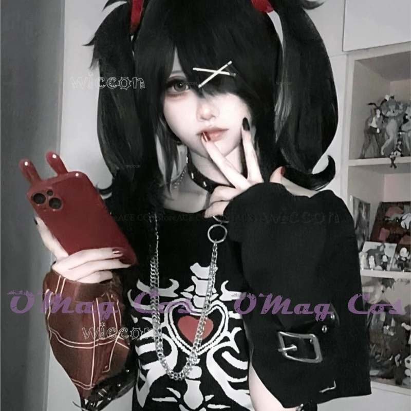 Needy Girl Overdose Nero KAngel Ame Costume Cosplay Parrucca Gioco Streamer Gonna Jirai kei Y2k Doujin Originale Stile Punk Vestito Parrucca