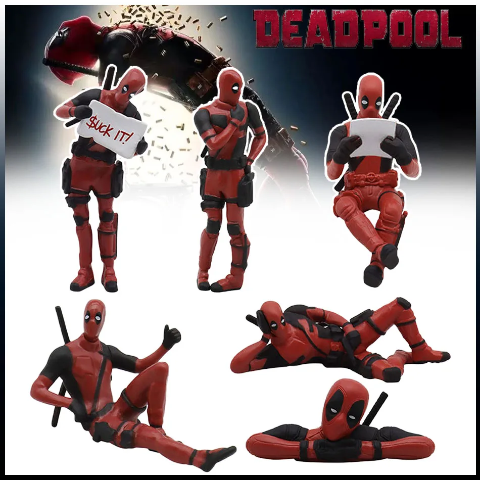 6 Desk Decoration Deadpool Car Home Office Marvel 8cm X-MAN Funny Cute Figure Model Toys Desk Decoration Car Ornament