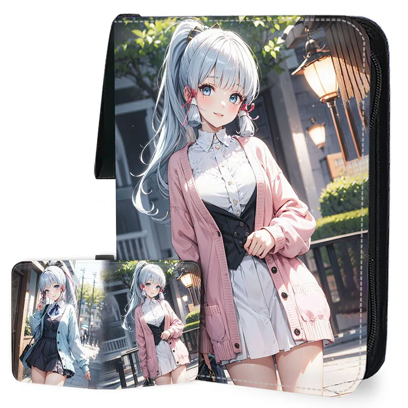 Genshin Impact Card Binder Book 9 Pocket Anime Cards Holder Album Collector with 50 inner Pages Zipper Hold Up to 900 Cards