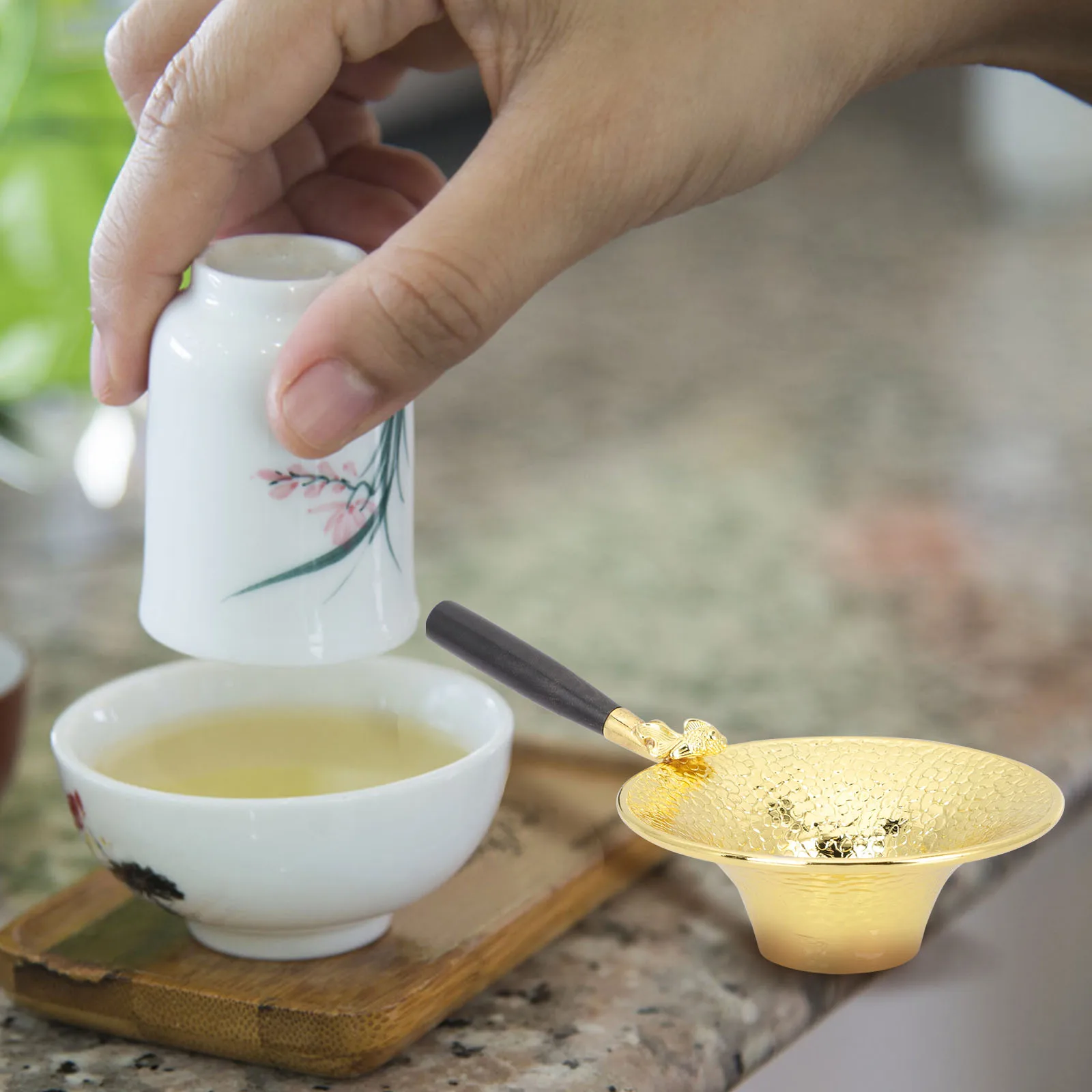 

Tea Strainer Fine Mesh Copper Filter For Black Green Oolong Herbal Tea Household Handheld Infuser Mesh Sieve