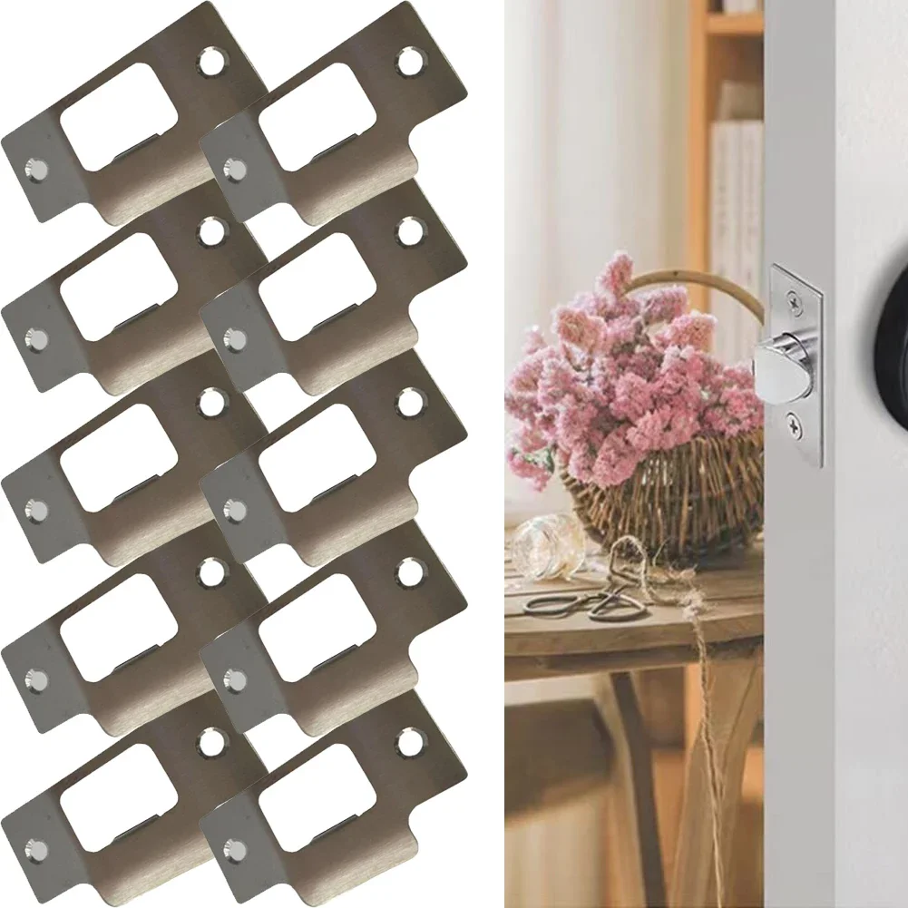 5/10pc ステンレス鋼標準管状ラッチ交換ストライカープレートニッケルメッキ回転ドアストライクフレームシステム用