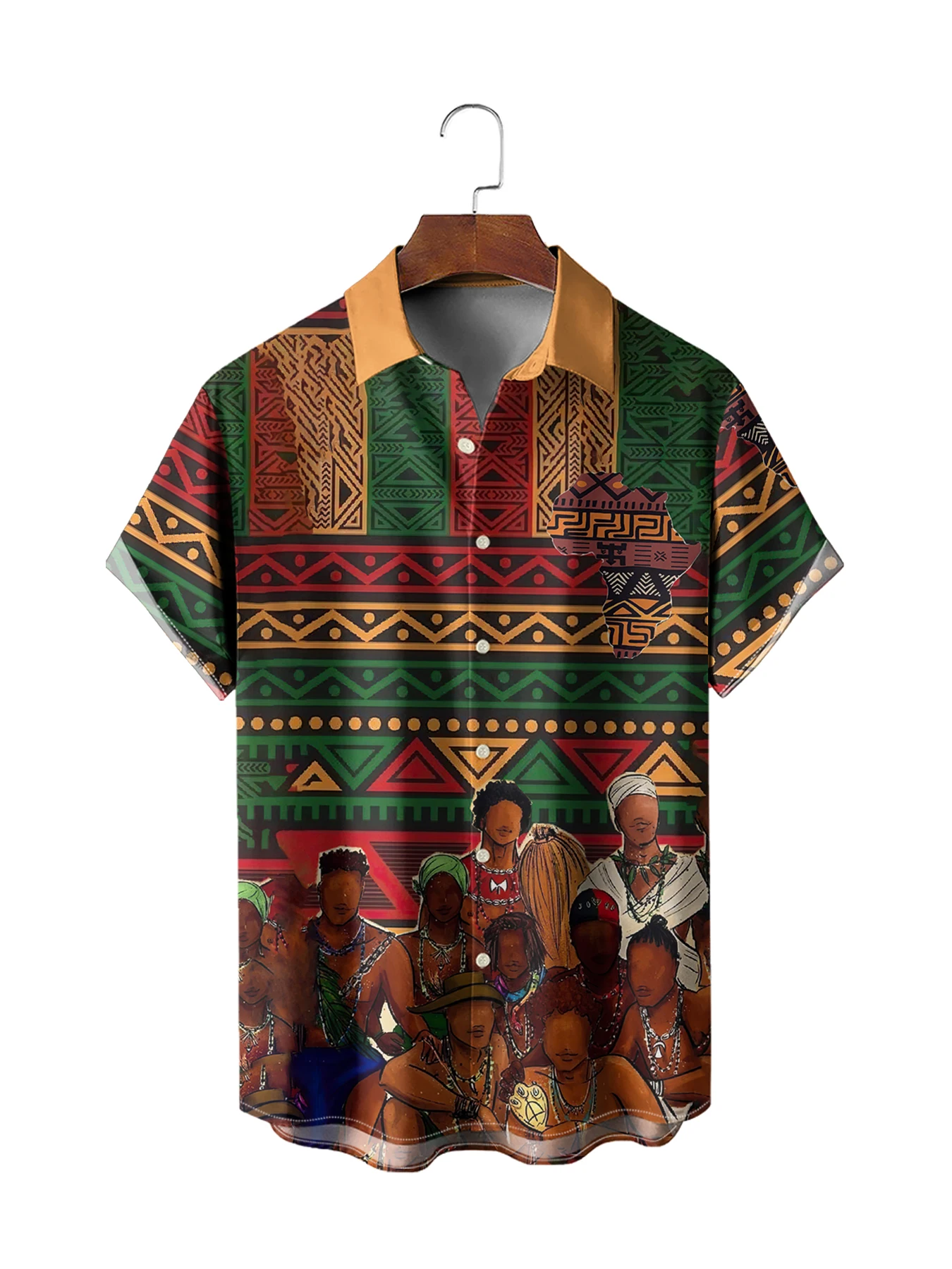 

Vintage Men's Short Sleeve Shirt Summer Daily Casual Short Sleeve Clothing Tribal Ethnic Print Fashion OverSize Men's Clothing