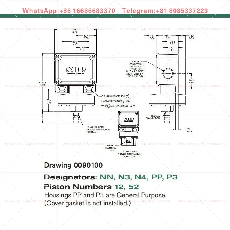 BH-072011-072 BH-082003-082 Differential Pressure Vacuum Switch Industrial Air Pressure Detection Control Sensor Part