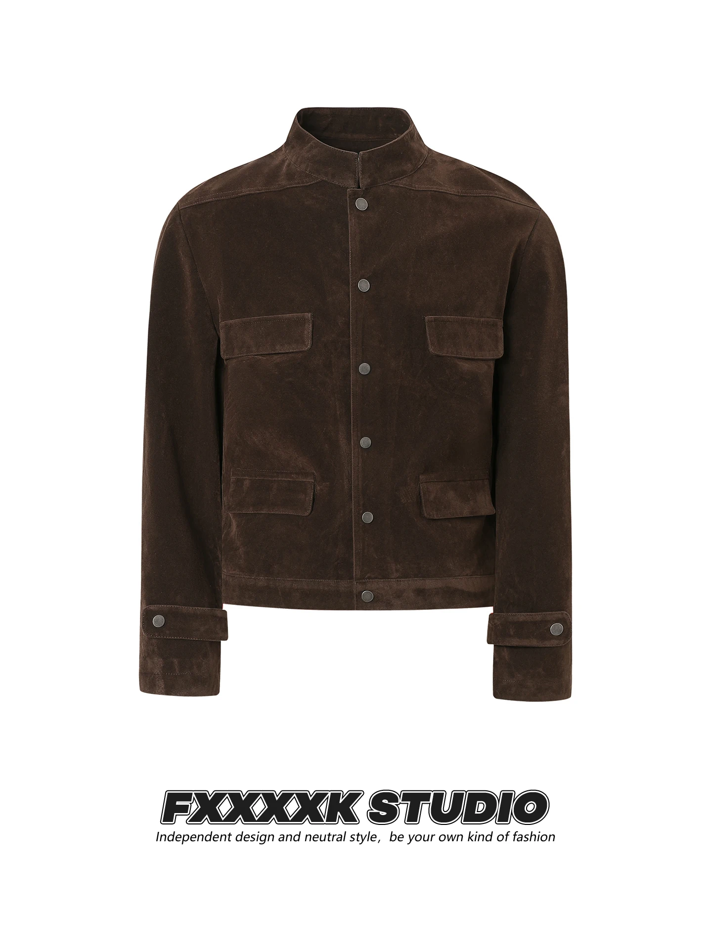 

FXK оригинальная американская рабочая одежда в стиле ретро, мужская верхняя одежда с воротником-стойкой и несколькими карманами, ветрозащитная, из смеси вискозы из полиэстера