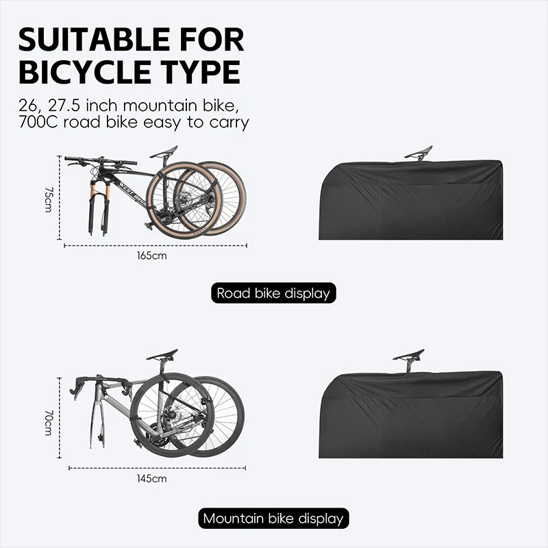 

Waterproof Bike Carrying Bag Universal PU Material with XPE Lining for 26-27.5 700C MTB Road Bike Travel Storage