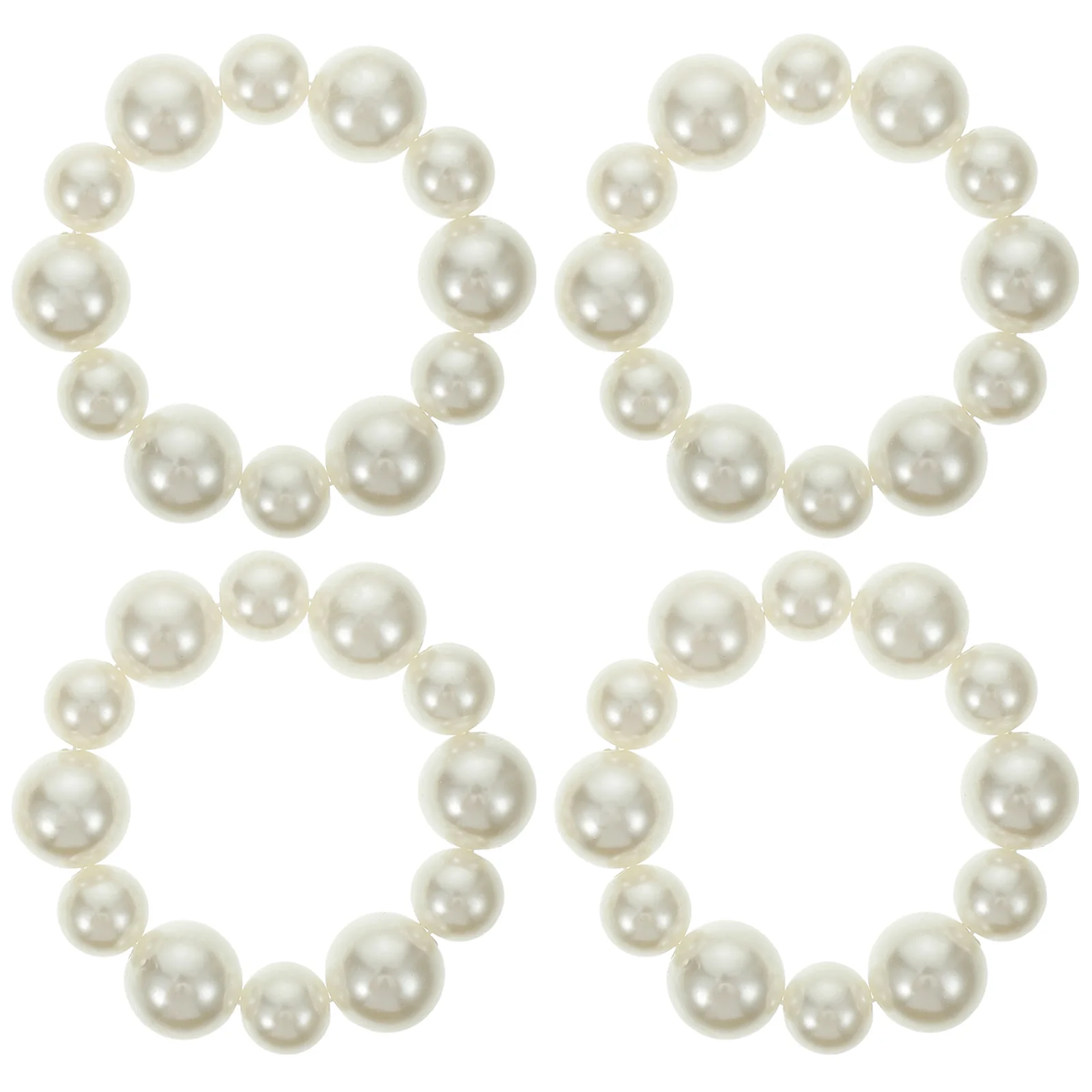 

4 Pcs Pearl Ties Elastic Beaded Headb Accessories Girls Ponytail Holders Thick Straight Hair Curly Hair Wrist Bracelet Fashion