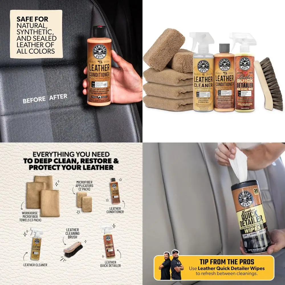 

Leather Cleaning and Conditioning Kit for Natural, Synthetic, and More - 9-Piece Set for Car Interiors, Clothing, Furniture, and