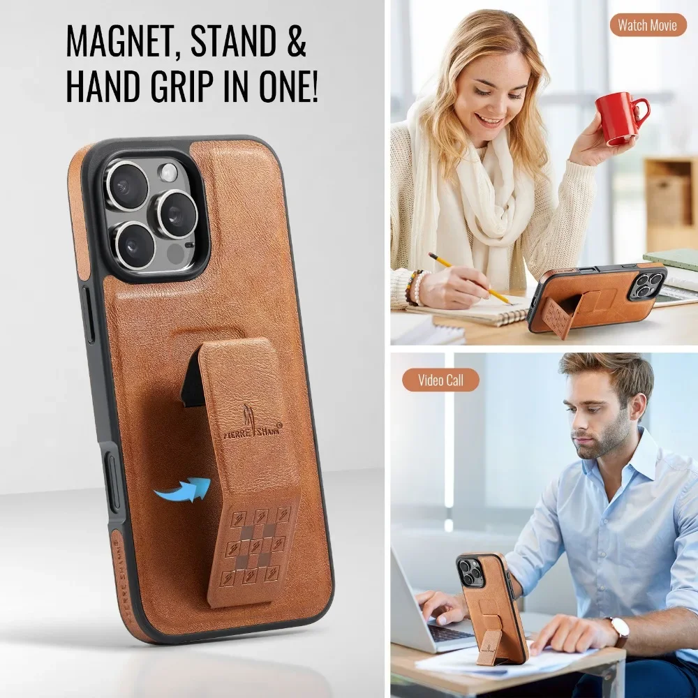 Magnetic Wrist Strap Holder for IPhone 16 Pro 15 14 Plus 13 12 Pro Max Wristband PU Leather Protective Cover