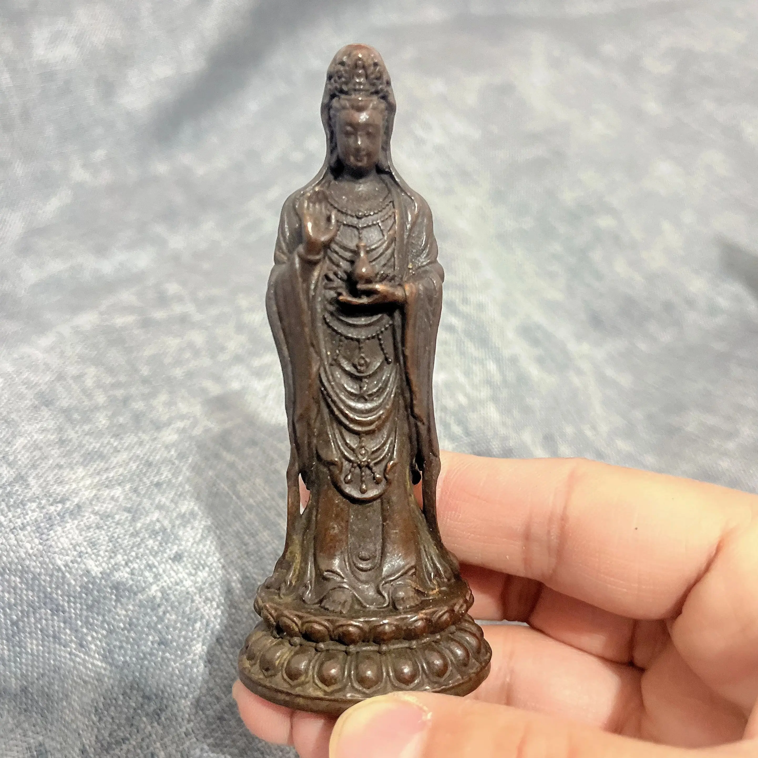 

Гуань Инь Авалокитешвара фигурка медная резьба амулет маленькая статуя бога Будды благословений мир здоровье храма мастер открытый свет