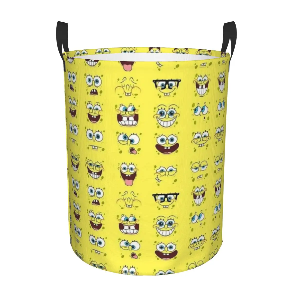 

Breathable Round Laundry Hamper Spongebob Single-Layer Dirty Clothes Basket with Easy-Care Fabric for Home Organization