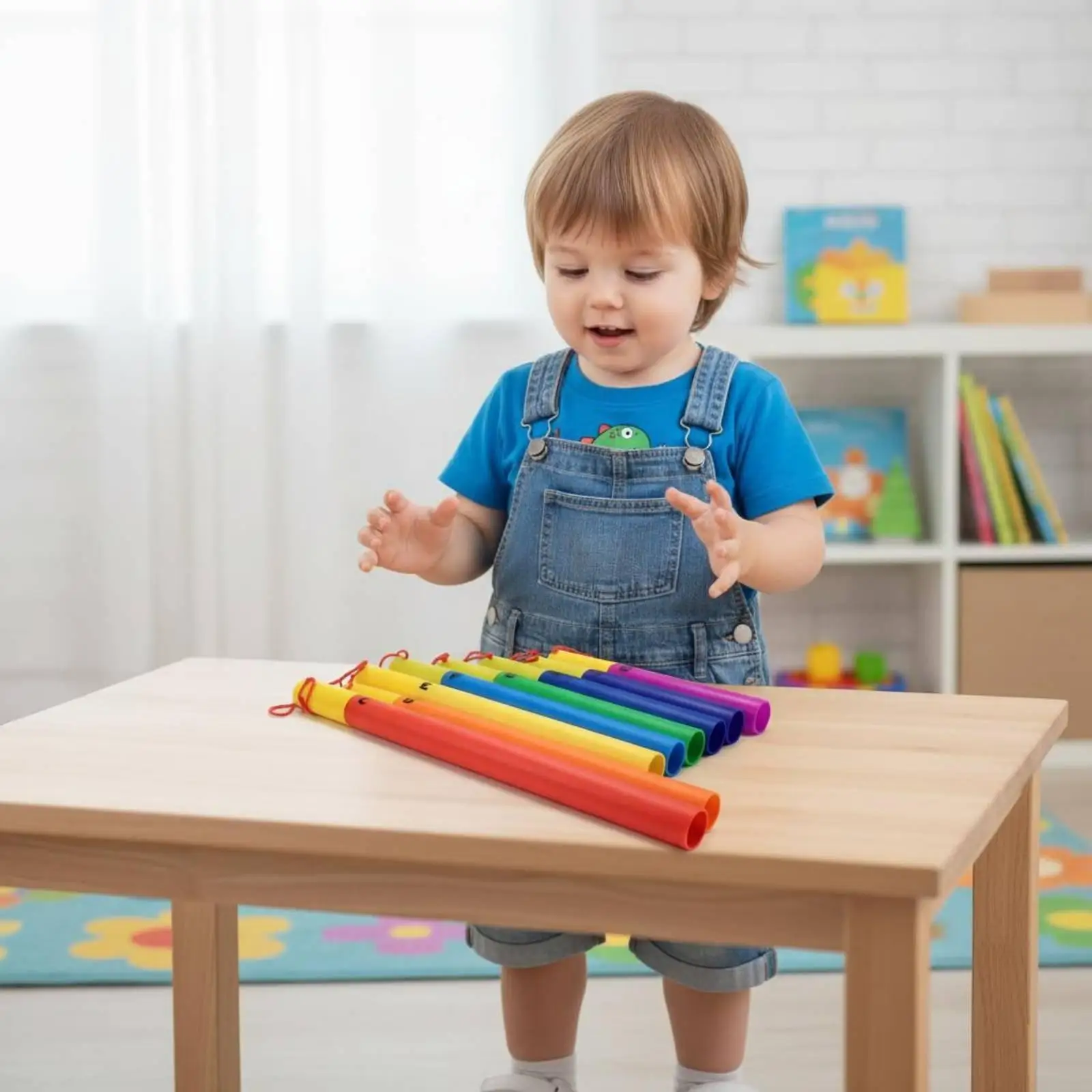 Eight Piece Rhythm Tube Plastic Percussion Musical Instrument for Children Music Education and Play