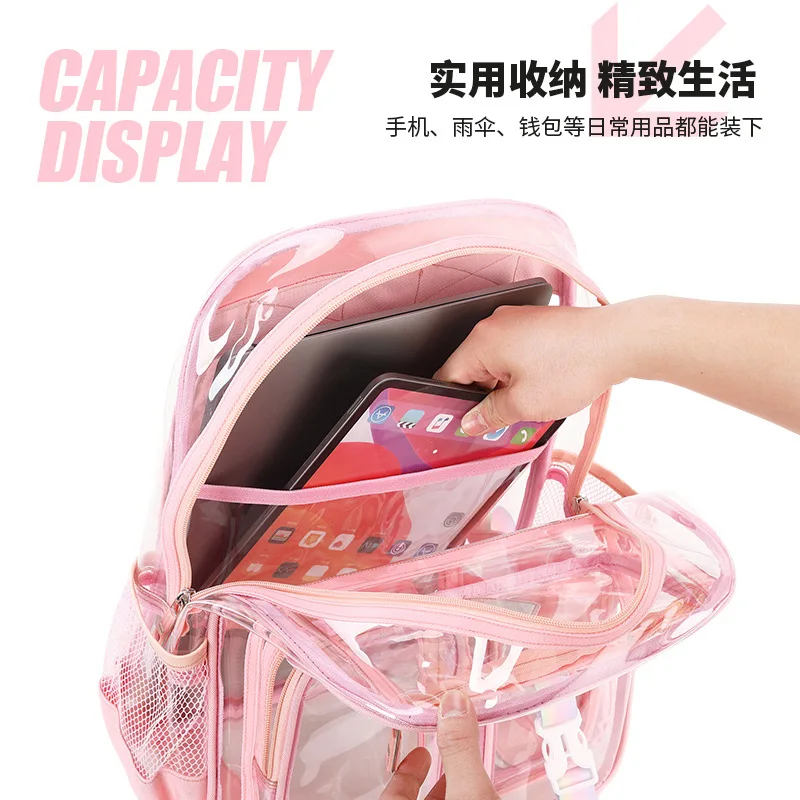 Transparent Shoulder Bag PVC Waterproof Large Capacity Students Schoolbag Fashion Women Backpack Summer Beach Travel Backpacks