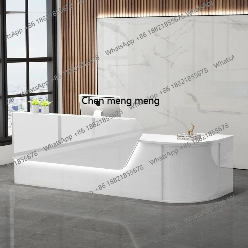 X Checkout page Simple and modern, small counter table curved rounded corners, reception desk