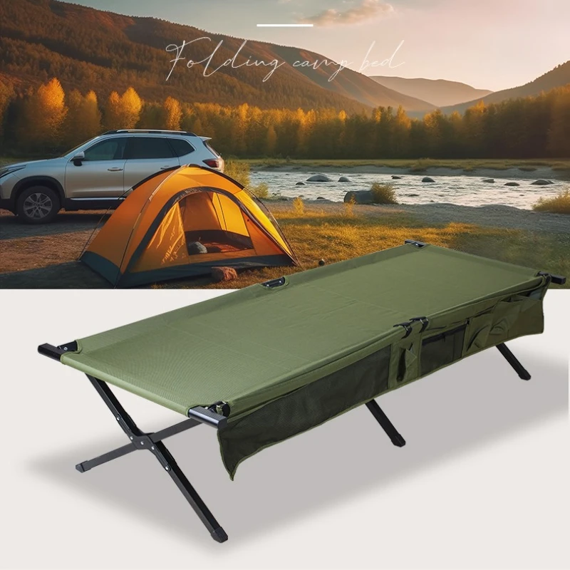 

Military Style Tactical Cot: X-Brace Reinforced Camp Bed, 600D Oxford Fabric Portable Sleeper, Anti-Slip Hardware Single Bed‌