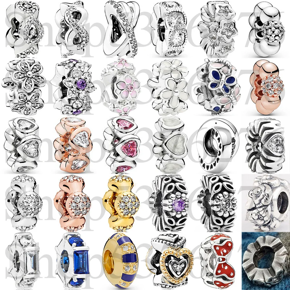 925 Silver Bead Cascading Glamour Infinite Love Polished Lines Spacer Charm Fit Fashion Women Bracelet Bangle Gift DIY Jewelry