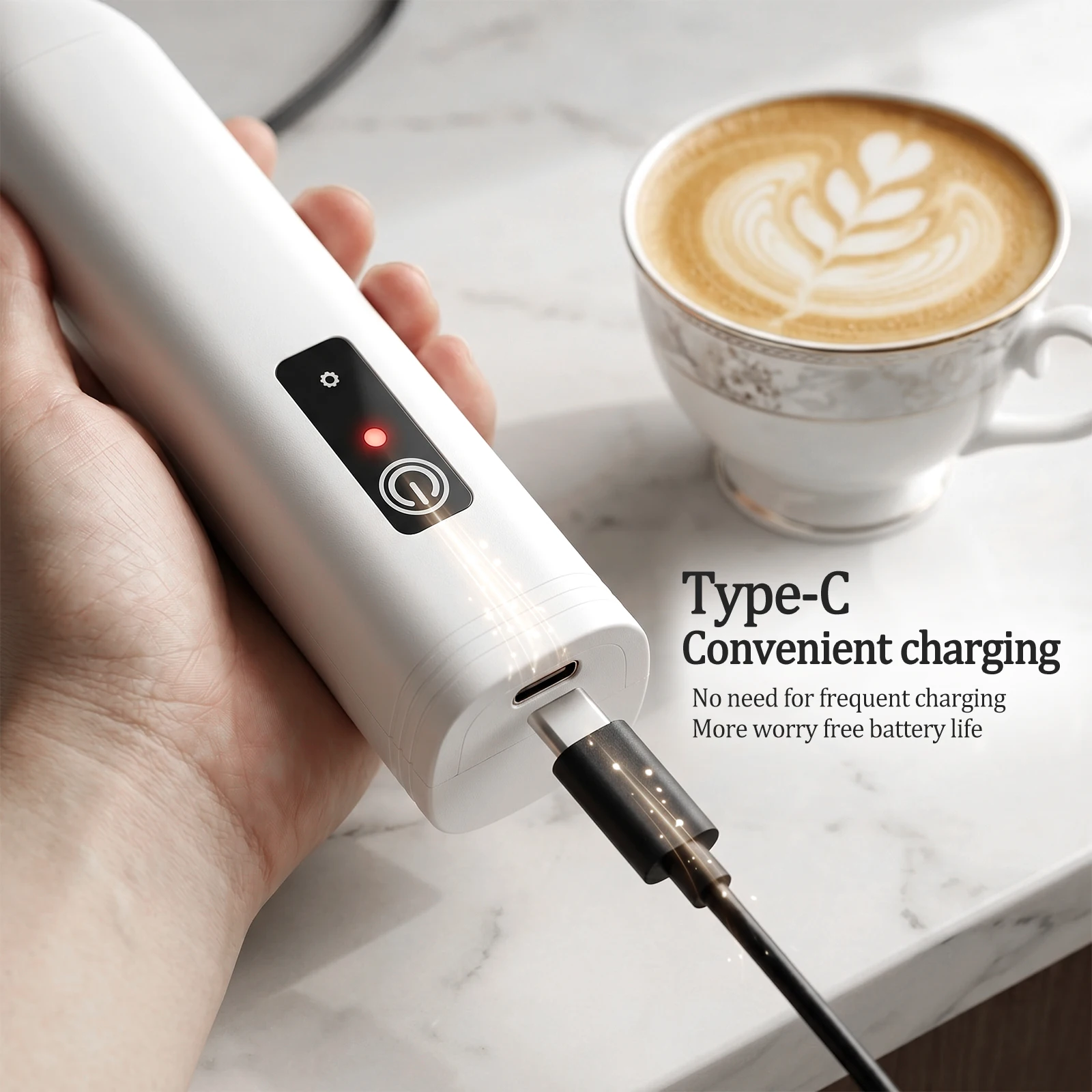 Wireless Milk Frother Portable Handheld Coffee Foam Maker 3 Speeds Type-C Electric Milk Frother for Matcha Hot Chocolate Frappe - view 6