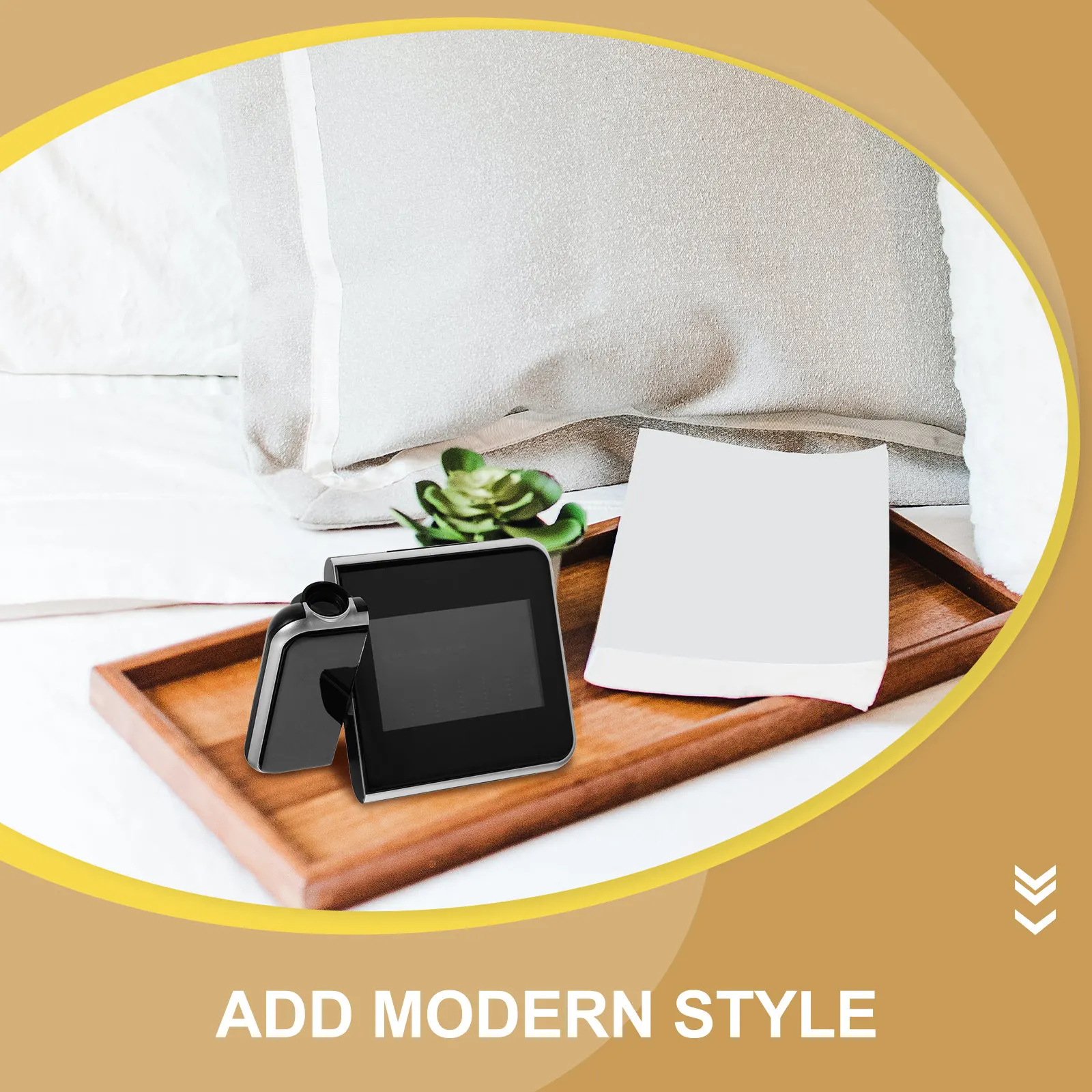 LED Projection Alarm Clock Digital Display 12 24 Hour Format Snooze Temperature Projection Adjustable Angle Bedroom Modern Clock
