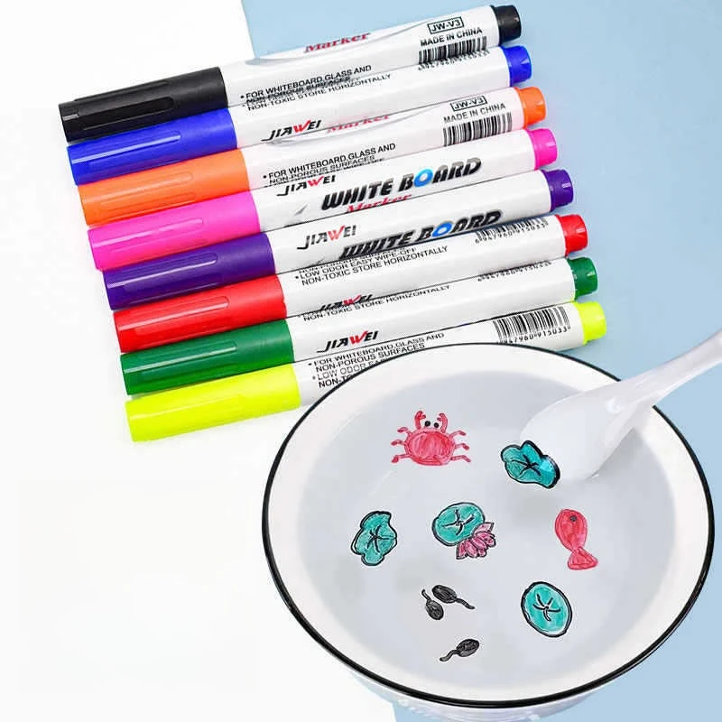 Floating Pen Fun Holiday Children's Puzzle Water Drawing Suspended Pen Colorful Erasable Whiteboard Pen Graffiti Drawing Pen