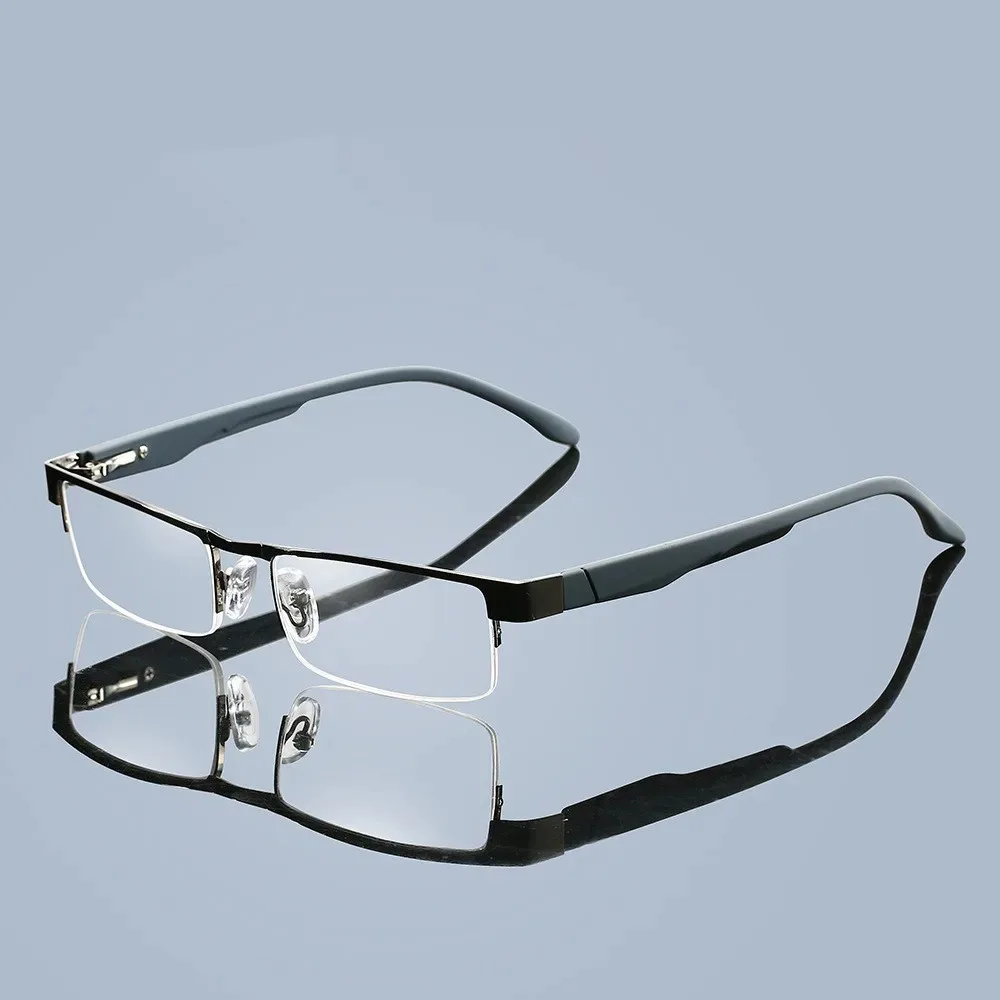 Halbrahmen Lesebrille Herren Business Halbrandlose optische Metallbrille Presbyopie Brillen – Detail 6