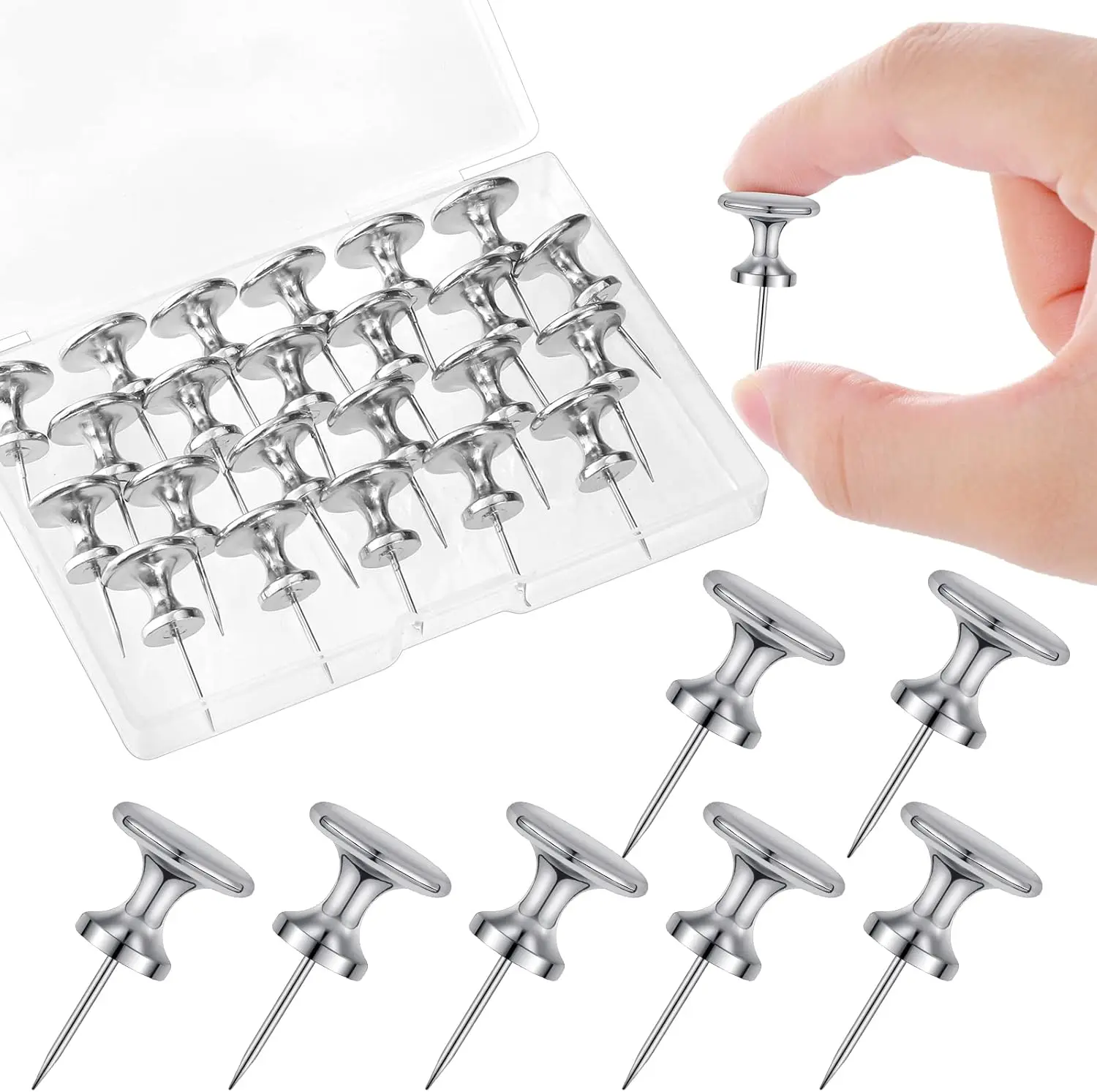 

Jumbo Metal Push Pins 30 Count, 1.14 Inch, Hold 20 Lbs for Cork Board Wall Hanging