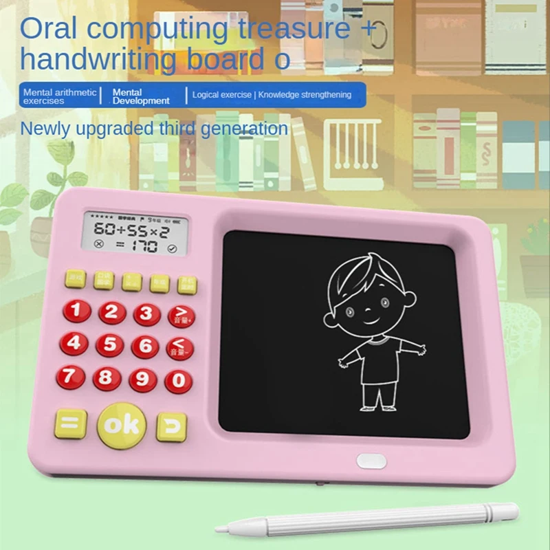 

2 In 1 Children's Math Mouth Calculation Enlightenment Early Education Calculator Thinking Training Writing Pad