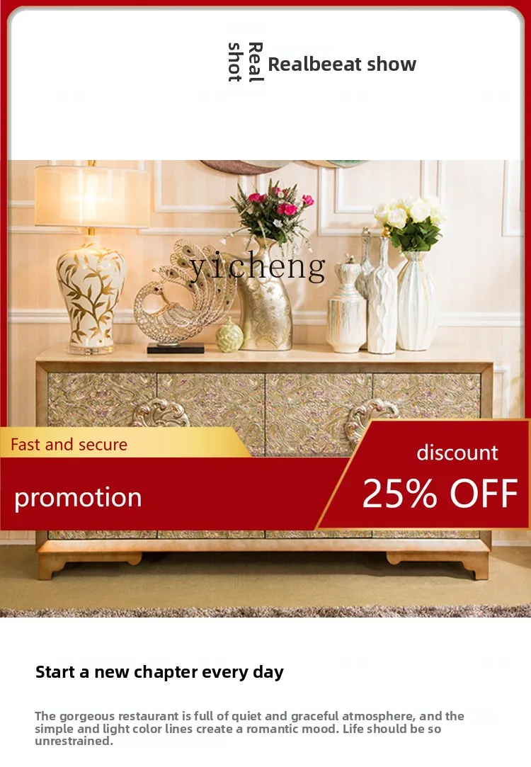 

CZ Entry-Level Villa Marble Countertop Side Cabinet Hall Cabinet