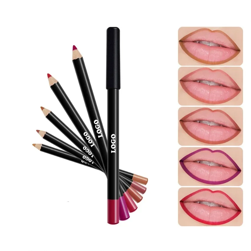 Lip Liner Custom Logo Private Label Pigment Long Lasting Waterproof Not Fading Matte Makeup Wholesale Cruelty Free Black Package