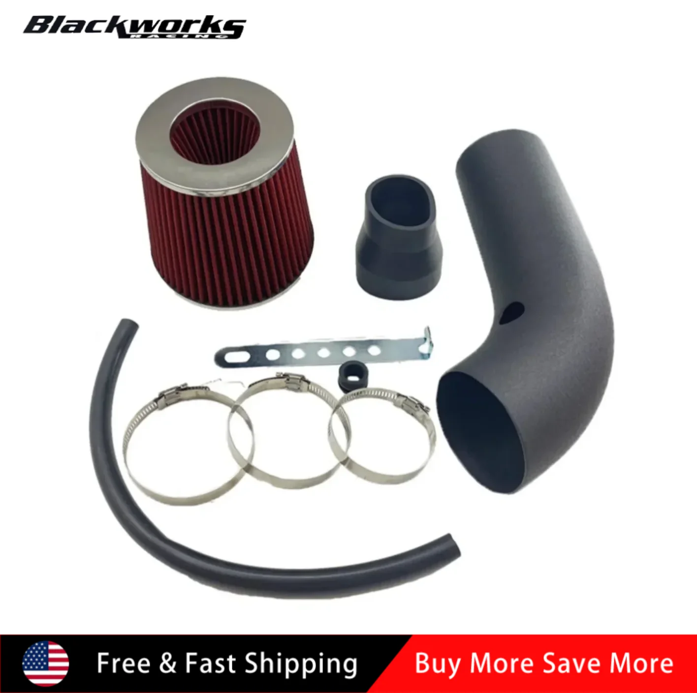 

High Quality 3 Inch Cold Air Intake Filter Induction Kit Aluminum Pipe Power Flow Hose System Black