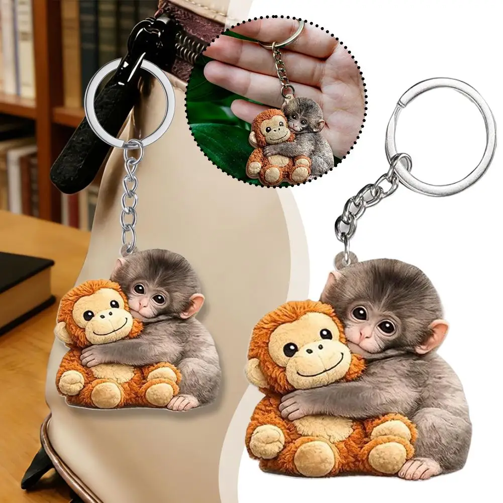 High Transparent Acrylic Animal Keychain Eye Catching Cute Bag Pendant Lightweight Portable Key Ring For Backpack Key Accessory