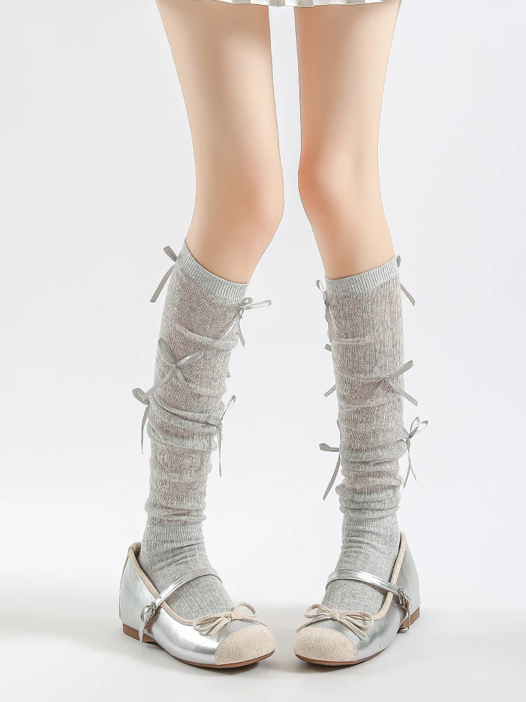 

Балетные леггинсы выше колена с узлом выше колена, тонкие женские летние леггинсы с завязками Miu Long Tube Sos, хлопковое Sos с высокой талией