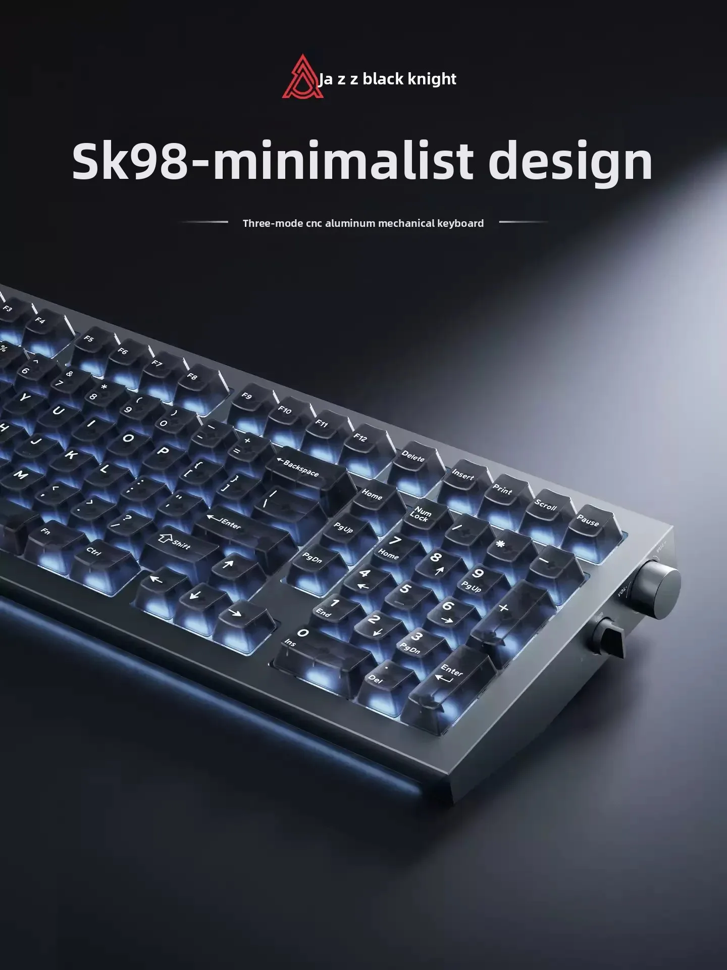 AJAZZ SK98 Mechanical Keyboard Wireless Three-mode Aluminum CNC Custom Hot-swappable Game E-sports Side Engraving AI Keyboards