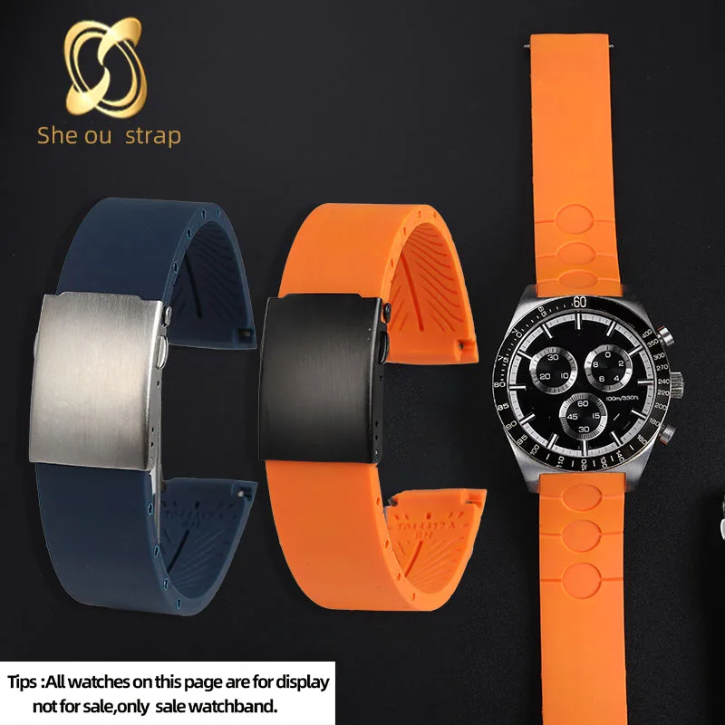 Quick Relase Silica Gel Watch Strap For Tissot T044.417/430A 20mm Black Blue Orange Waterproof Sport Rubber Watchband