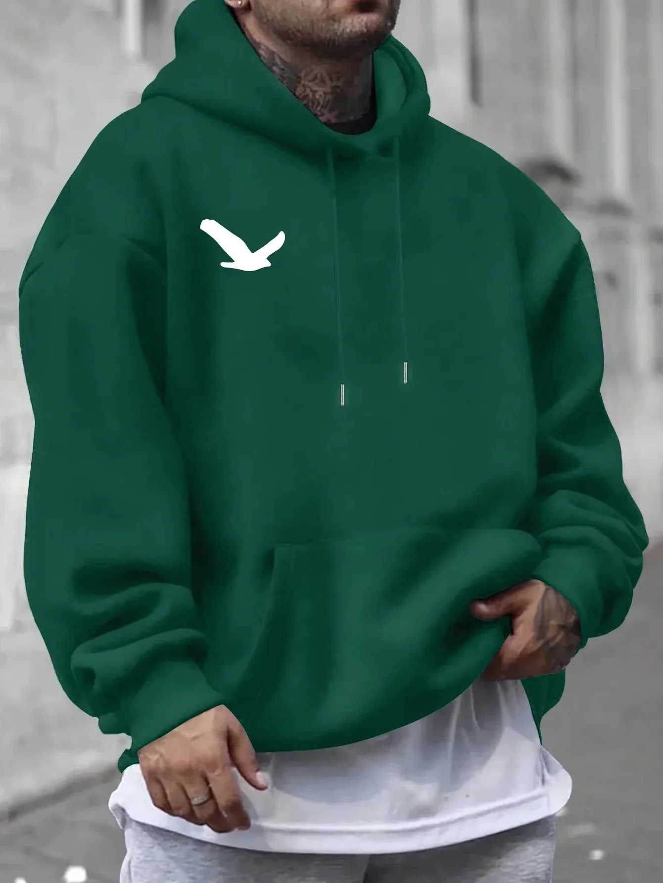 الرجال عارضة مقنعين البلوز طباعة الكنغر جيب قابل للتعديل الرباط هود آلة قابل للغسل العادية تناسب عارضة ارتداء هوديي #2