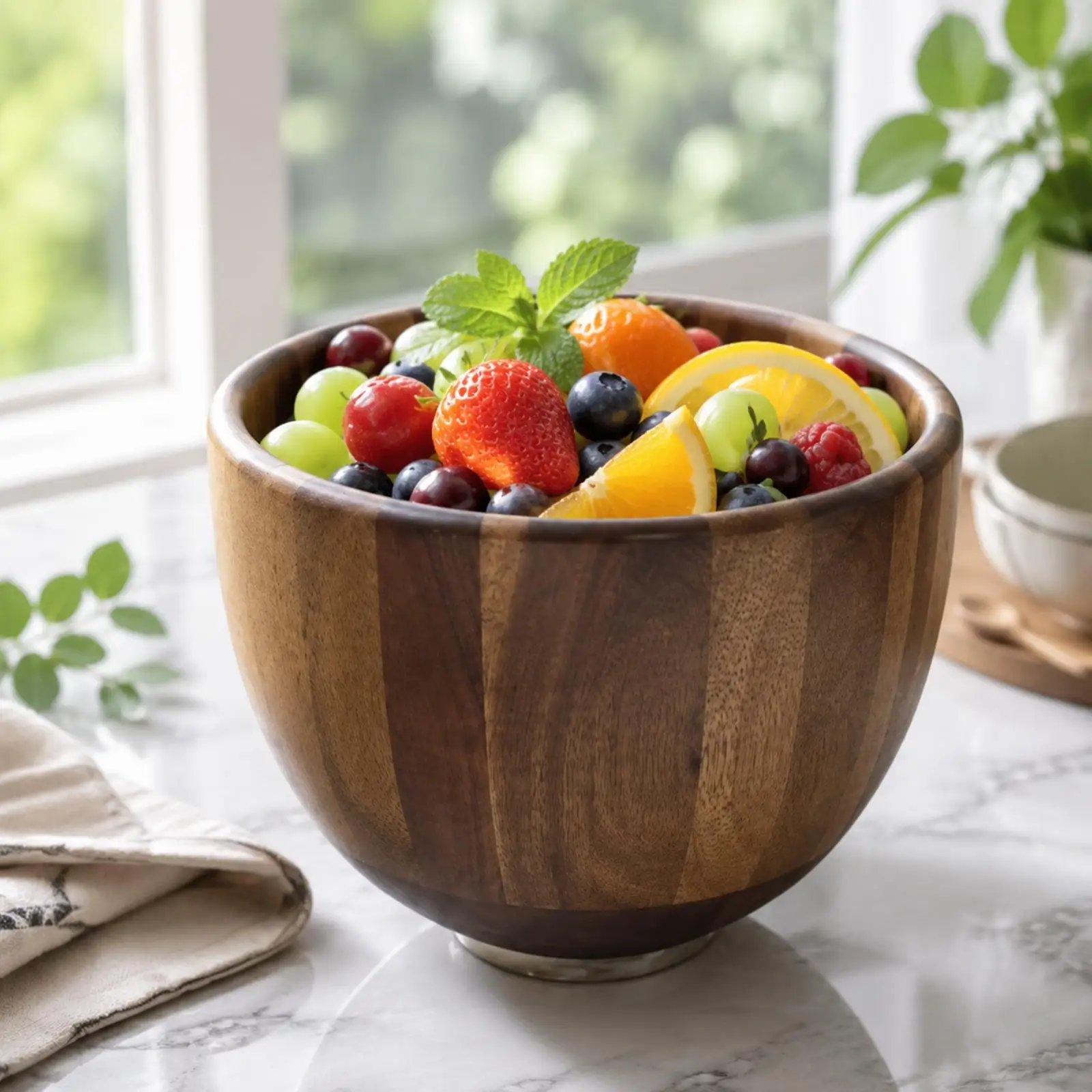 Wooden Salad Bowl Versatile Wooden Mixing Bowl Sturdy for Home Cooks, Dining Table, Kitchen