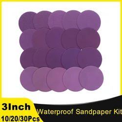 3 Inch Purple Sandpaper Kit 60-10000 Grits Hook & Loop Professional Aluminum Oxide Sand Paper Wet Dry Polish for Wood Metal