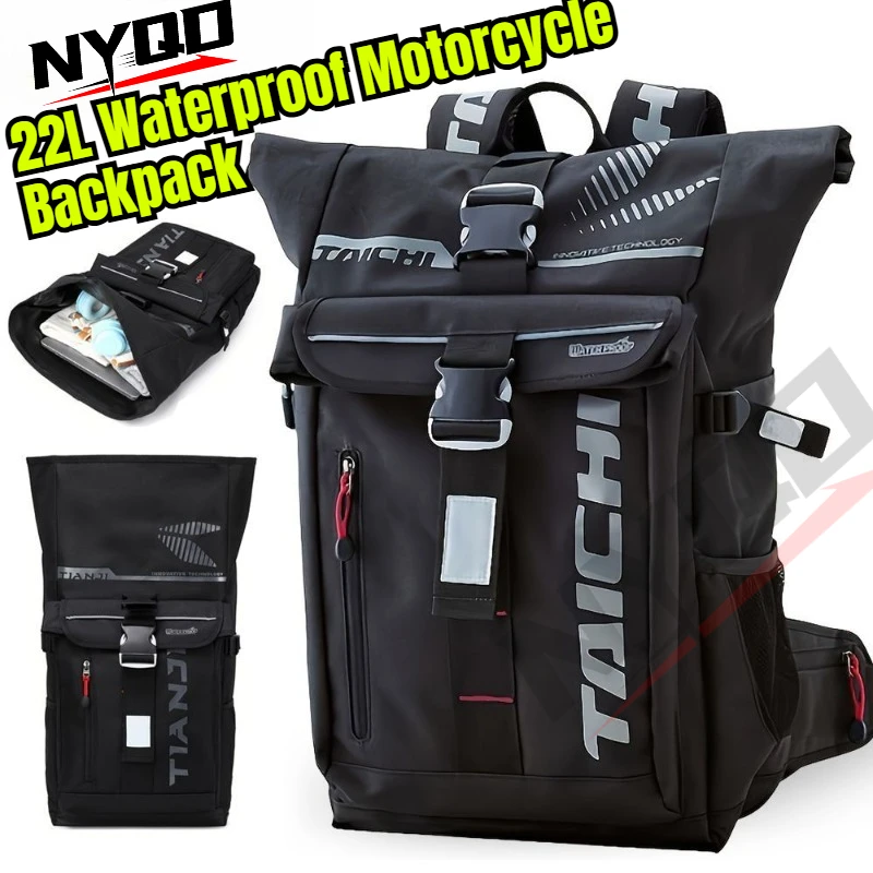 Motorcycle Backpack Large Capacity Waterproof Wear-resistant Men Casual Outdoor Travel Bag Durable Motorbike Riding Luggage Bag