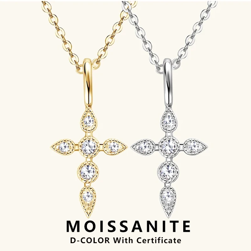 

Цепочка с кулоном в виде Креста из муассанита, серебро 925 пробы