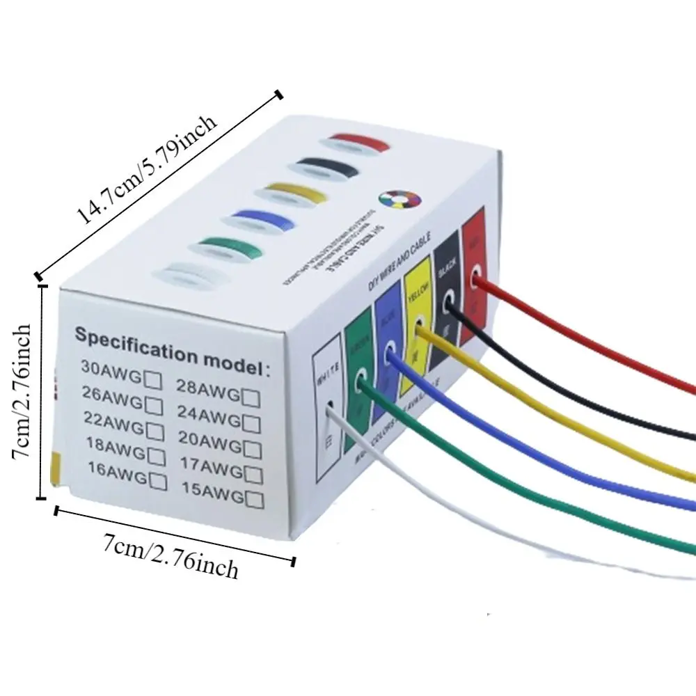 Heat Resistant Flexible Silicone Wire 30AWG 28AWG 26AWG 24 22 20AWG 18AWG 16AWG Stranded Tinned Copper Wire, 6 Colour Mixed Set