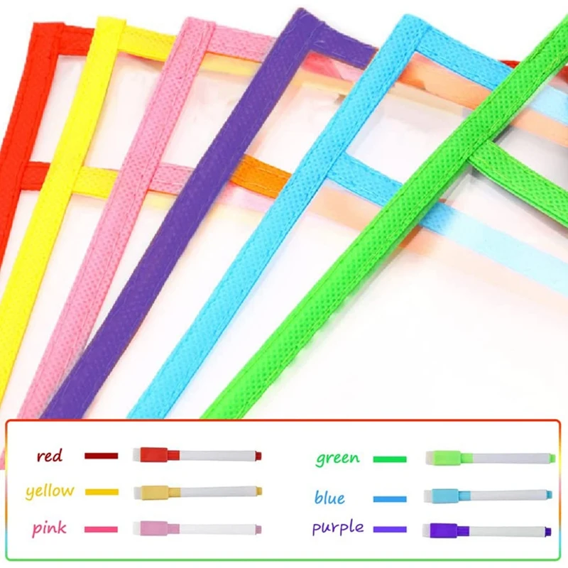 Kantong hapus kering yang dapat digunakan kembali, 6 pak lengan hapus kering yang dapat digunakan kembali, pelindung lembar berbagai warna, lengan saku hapus kering